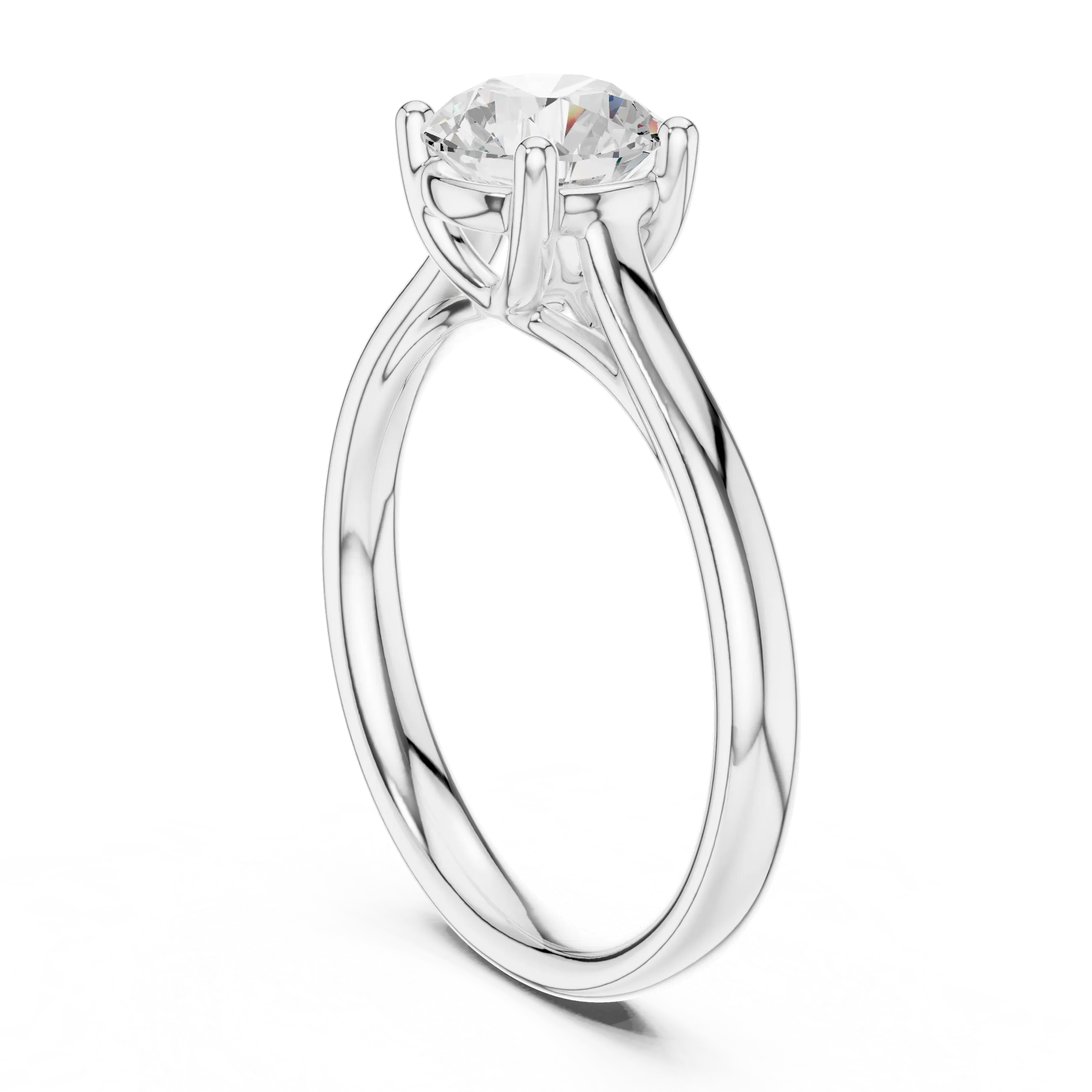 Classic 4 Prong Round Solitaire Diamond Ring in White Gold