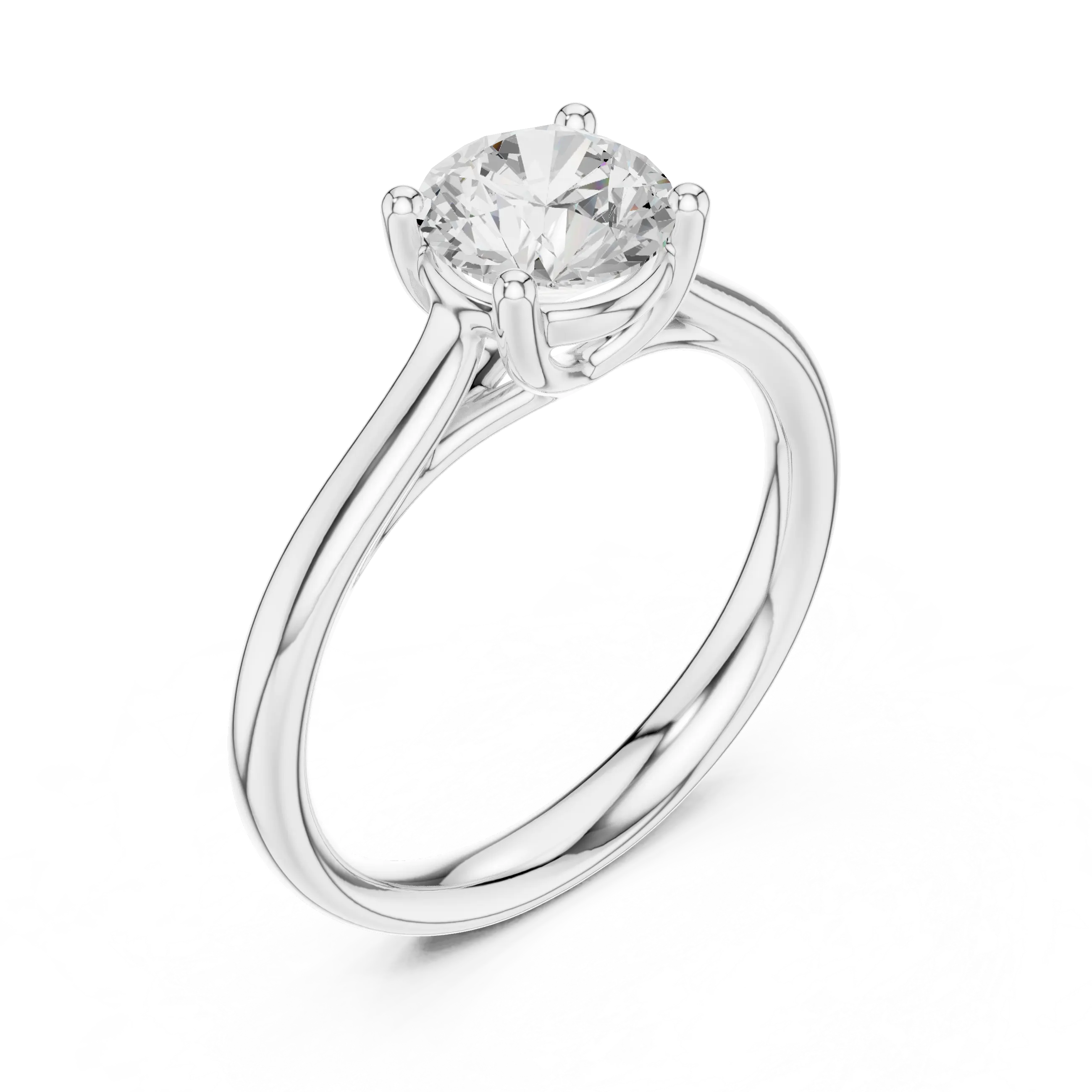 Classic 4 Prong Round Solitaire Diamond Ring in White Gold