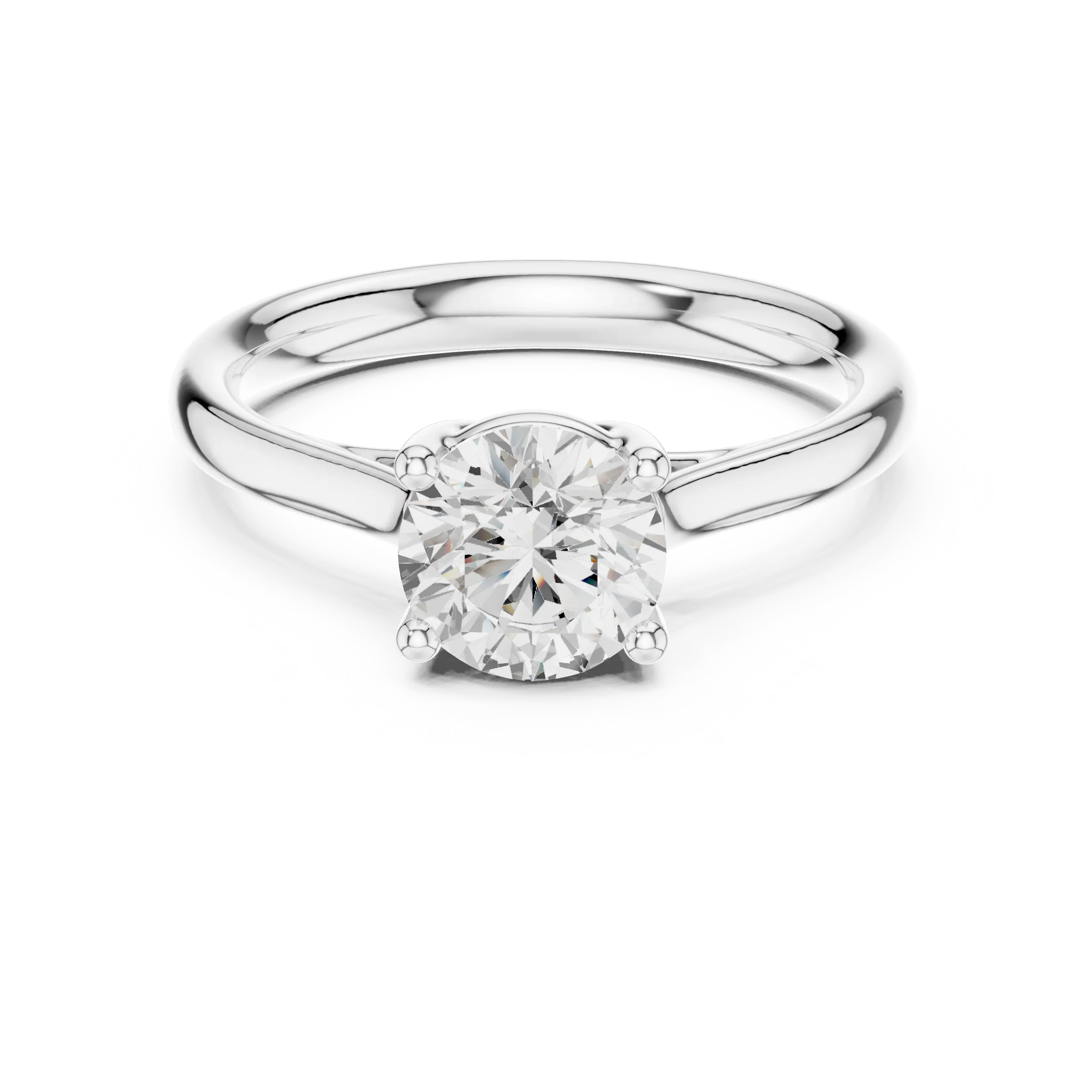 Classic 4 Prong Round Solitaire Diamond Ring in White Gold