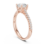 Classic Round Diamond Engagement Ring in Yellow Gold with Pavé Band