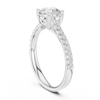 Classic Round Diamond Engagement Ring in Yellow Gold with Pavé Band