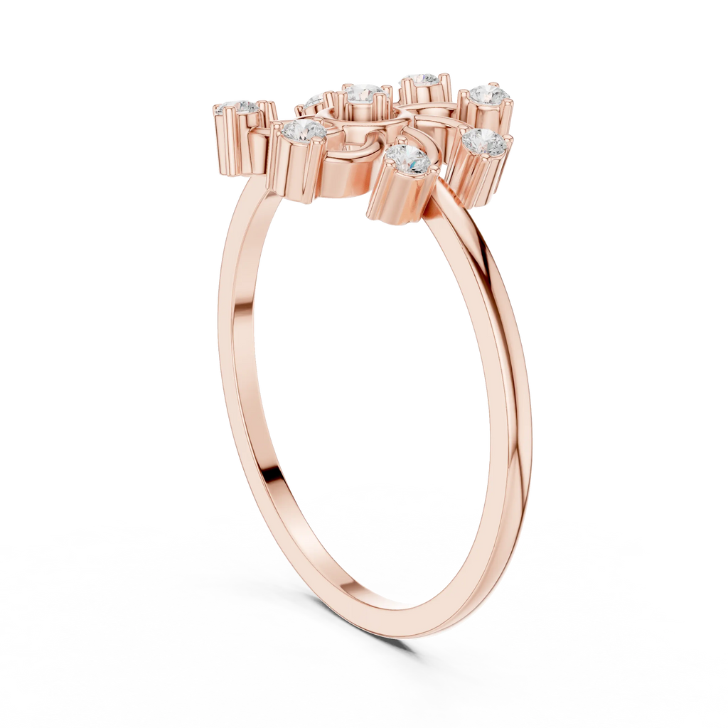 Floral Diamond Pinwheel Sunburst Statement Ring in 14k White Gold