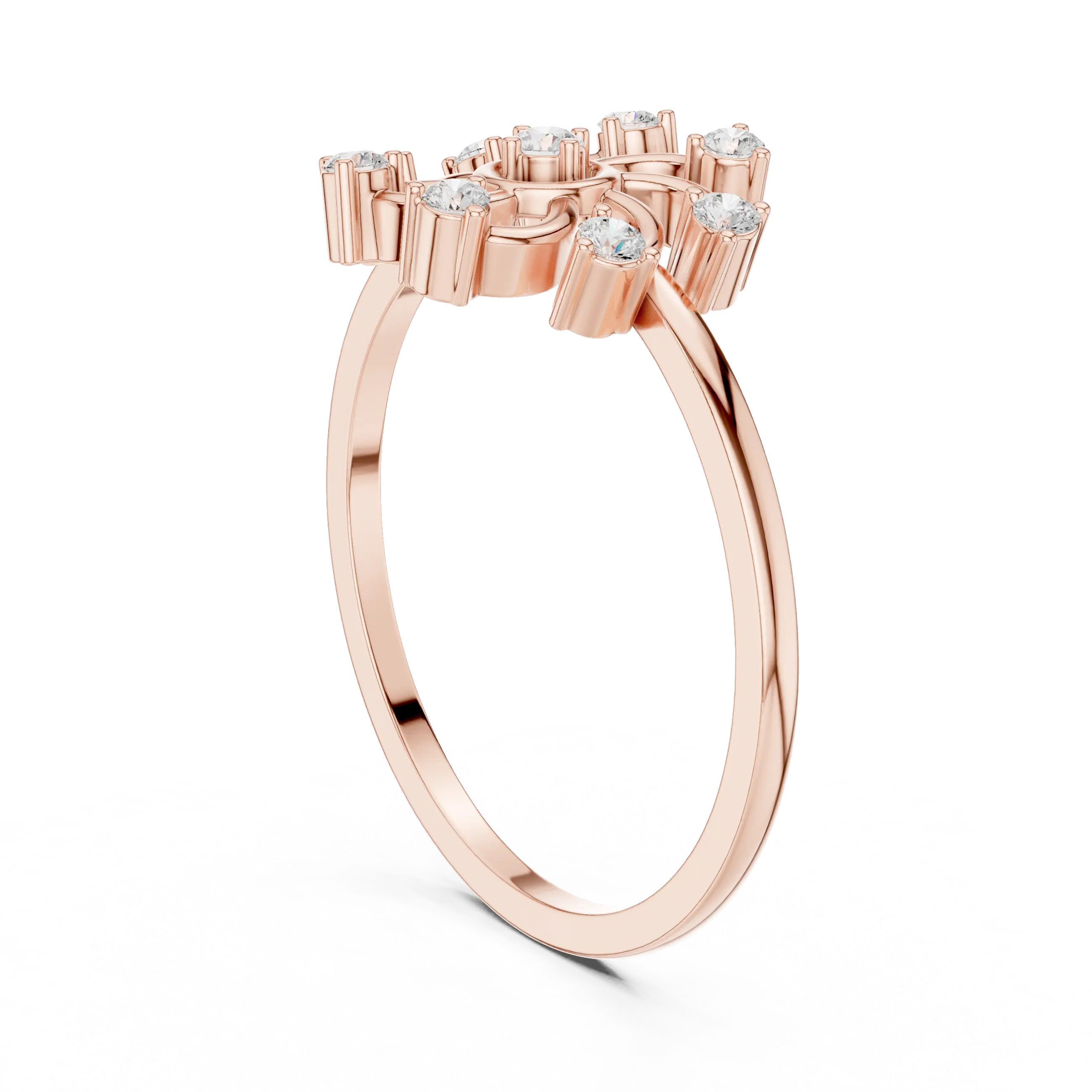 Floral Diamond Pinwheel Sunburst Statement Ring in 14k White Gold