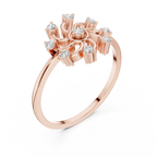 Floral Diamond Pinwheel Sunburst Statement Ring in 14k White Gold