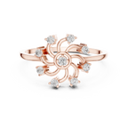 Floral Diamond Pinwheel Sunburst Statement Ring in 14k White Gold
