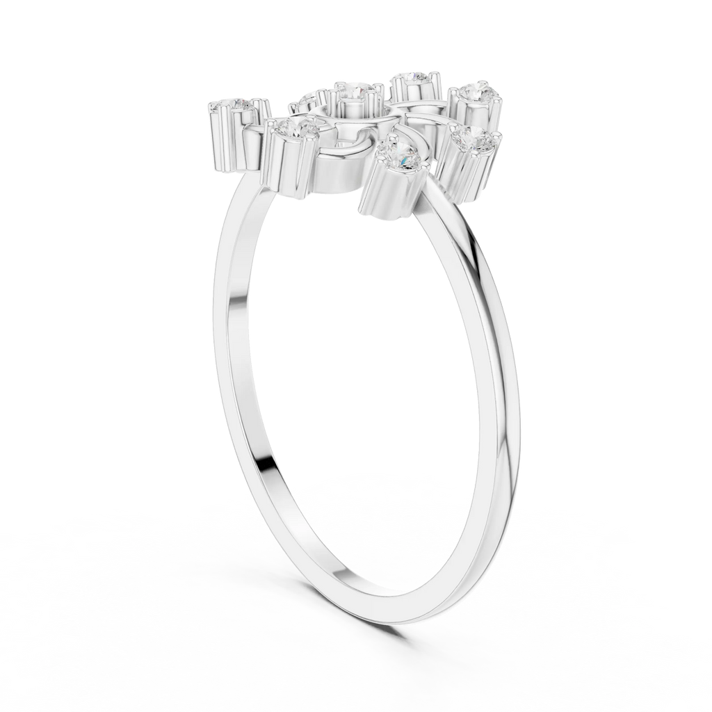 Floral Diamond Pinwheel Sunburst Statement Ring in 14k White Gold