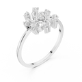 Floral Diamond Pinwheel Sunburst Statement Ring in 14k White Gold