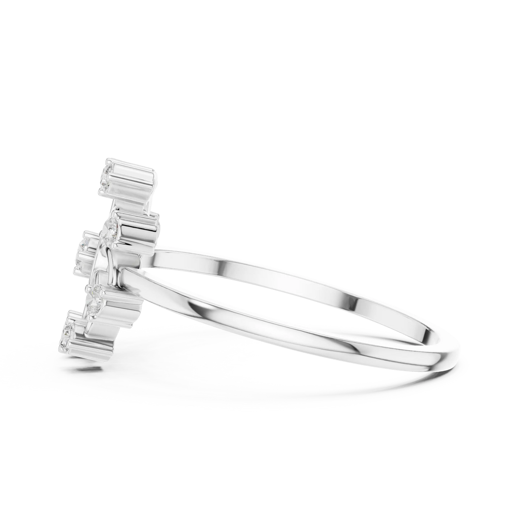 Floral Diamond Pinwheel Sunburst Statement Ring in 14k White Gold
