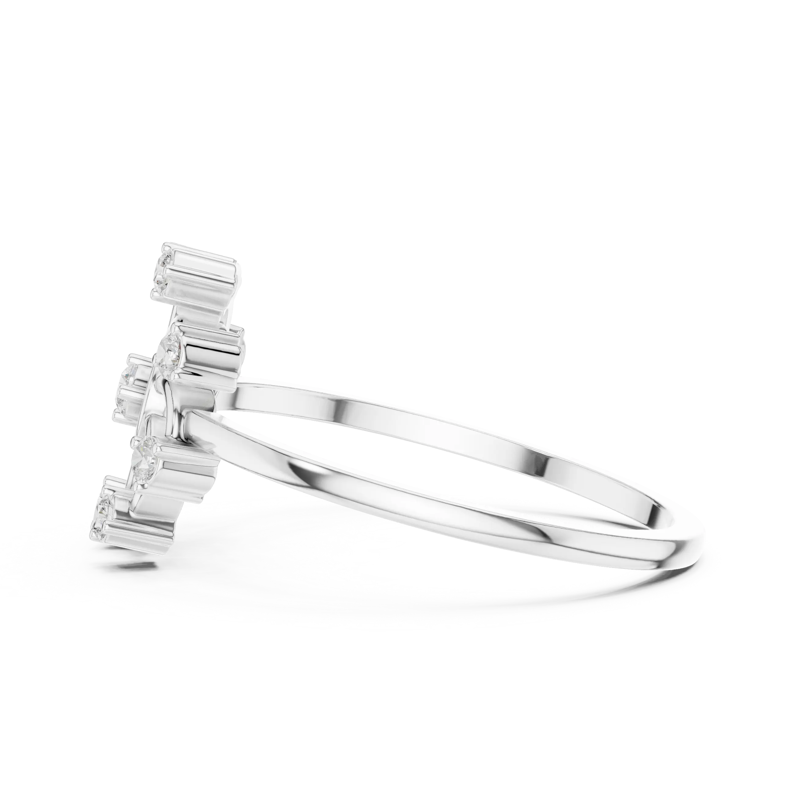 Floral Diamond Pinwheel Sunburst Statement Ring in 14k White Gold