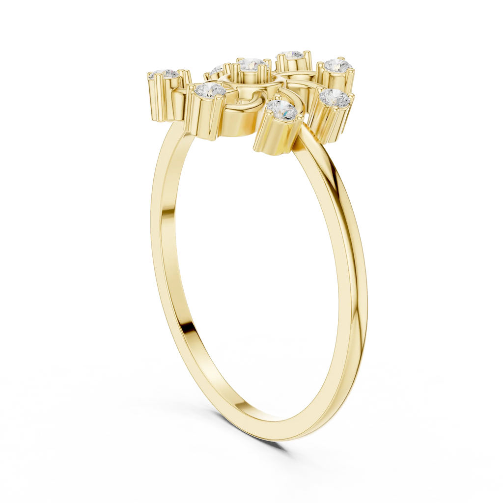 Floral Diamond Pinwheel Sunburst Statement Ring in 14k White Gold