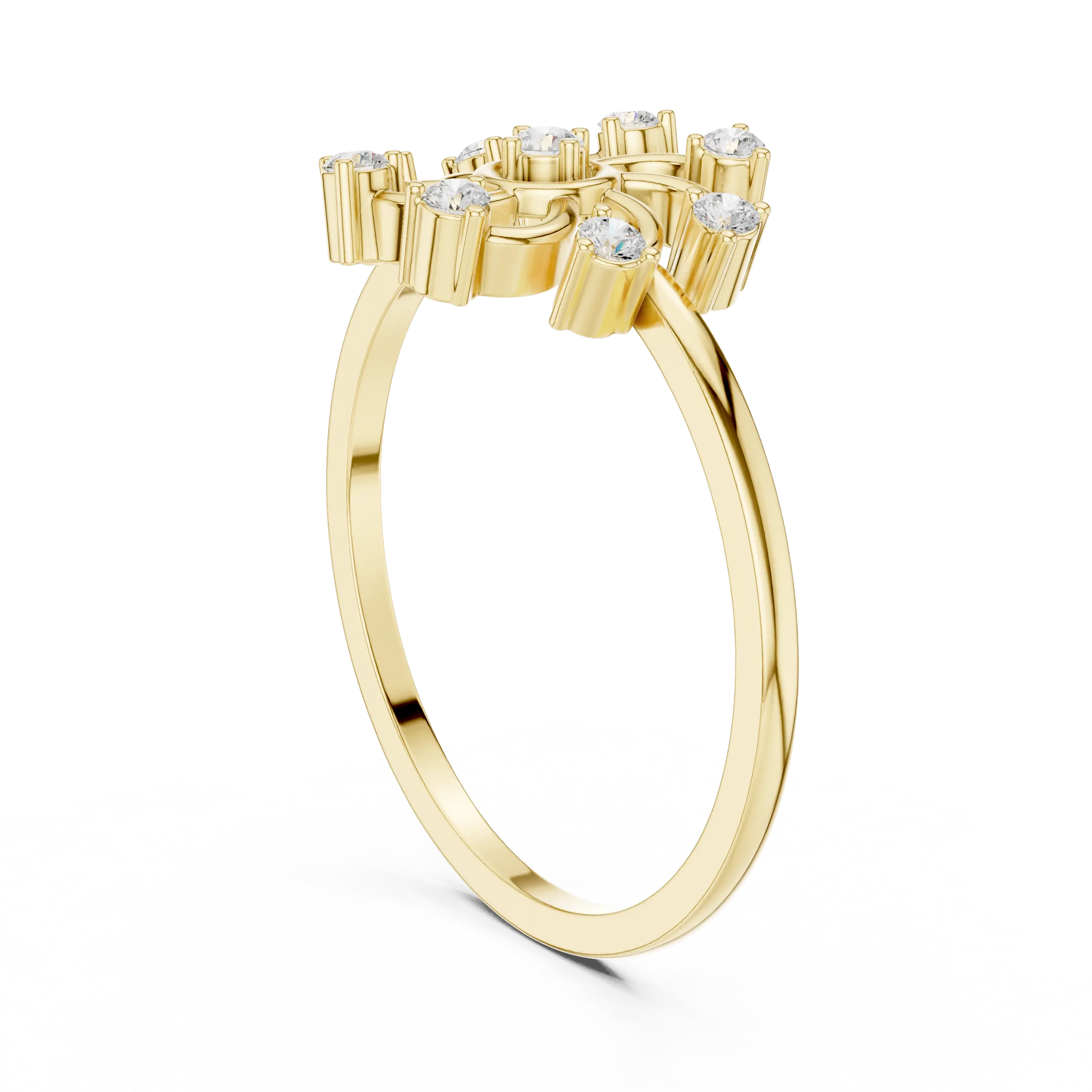 Floral Diamond Pinwheel Sunburst Statement Ring in 14k White Gold