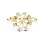 Floral Diamond Pinwheel Sunburst Statement Ring in 14k White Gold