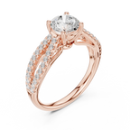 Round Diamond Split-Shank Pavé Engagement Ring in 18k White Gold