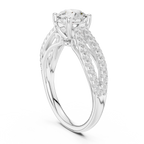 Round Diamond Split-Shank Pavé Engagement Ring in 18k White Gold