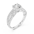 Round Diamond Split-Shank Pavé Engagement Ring in 18k White Gold