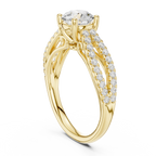 Round Diamond Split-Shank Pavé Engagement Ring in 18k White Gold