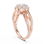 Round Diamond Halo Infinity Twist Engagement Ring in 14k White Gold