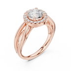 Round Diamond Halo Infinity Twist Engagement Ring in 14k White Gold