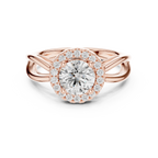 Round Diamond Halo Infinity Twist Engagement Ring in 14k White Gold