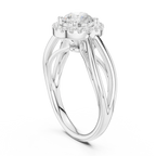 Round Diamond Halo Infinity Twist Engagement Ring in 14k White Gold