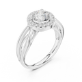 Round Diamond Halo Infinity Twist Engagement Ring in 14k White Gold