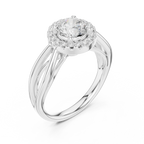 Round Diamond Halo Infinity Twist Engagement Ring in 14k White Gold