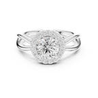 Round Diamond Halo Infinity Twist Engagement Ring in 14k White Gold