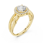 Round Diamond Halo Infinity Twist Engagement Ring in 14k White Gold