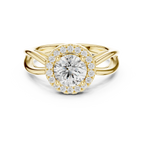 Round Diamond Halo Infinity Twist Engagement Ring in 14k White Gold