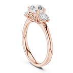 Three-Stone Round Moissanite Diamond Engagement Ring in 10k Rose Gold