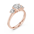Three-Stone Round Moissanite Diamond Engagement Ring in 10k Rose Gold