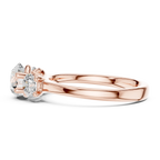 Three-Stone Round Moissanite Diamond Engagement Ring in 10k Rose Gold