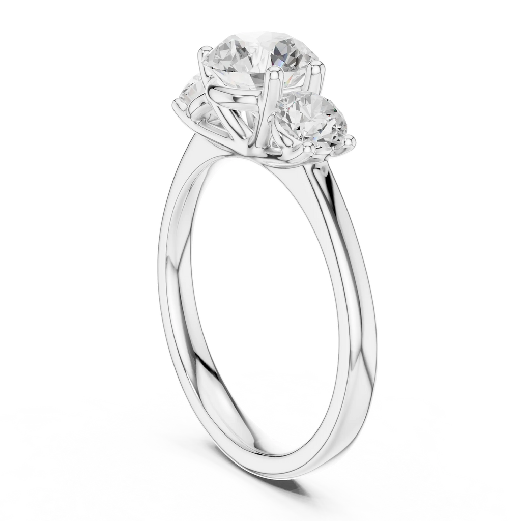 Three-Stone Round Moissanite Diamond Engagement Ring in 10k Rose Gold