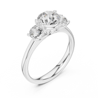 Three-Stone Round Moissanite Diamond Engagement Ring in 10k Rose Gold