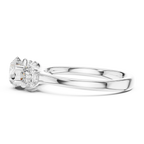 Three-Stone Round Moissanite Diamond Engagement Ring in 10k Rose Gold