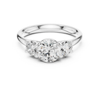 Three-Stone Round Moissanite Diamond Engagement Ring in 10k Rose Gold