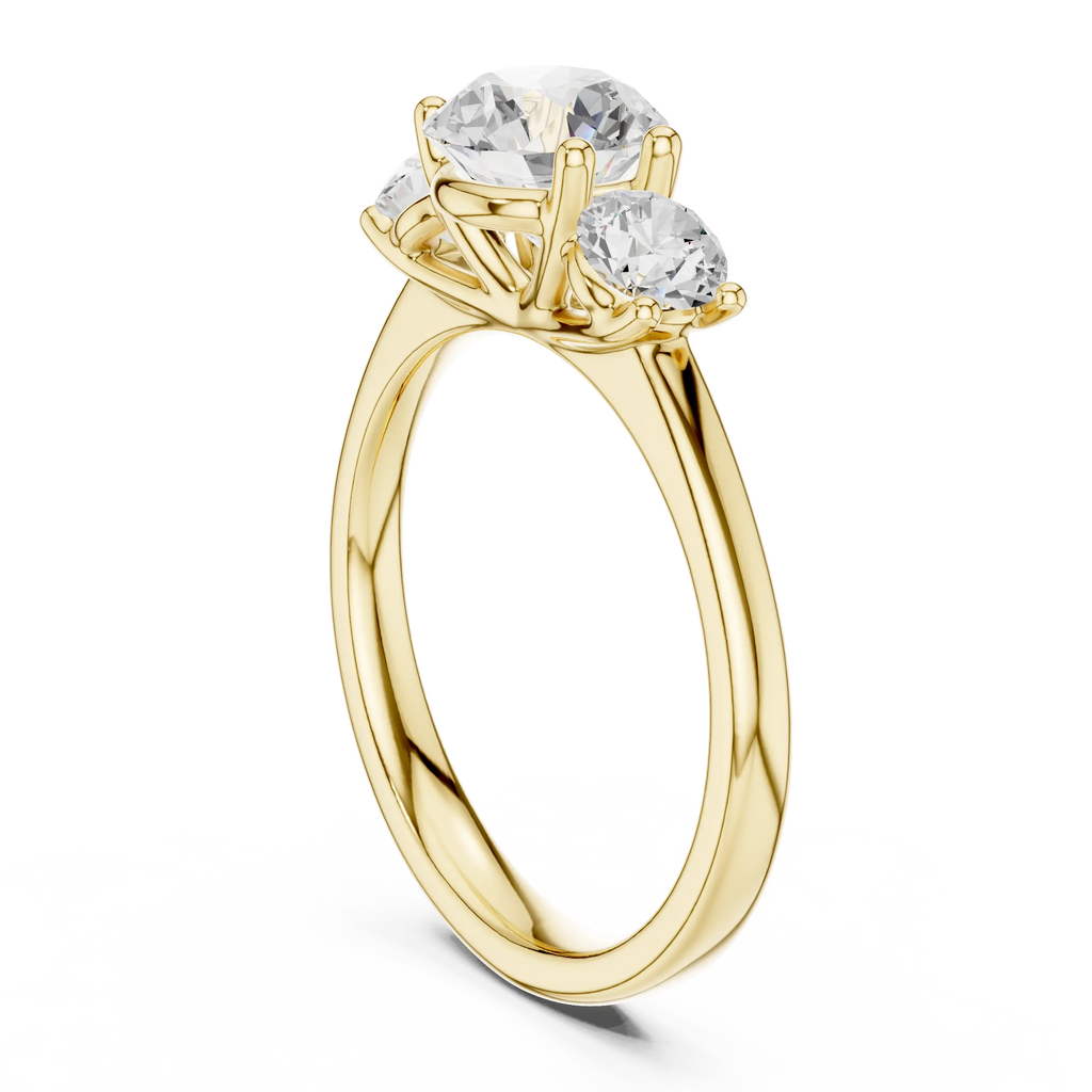 Three-Stone Round Moissanite Diamond Engagement Ring in 10k Rose Gold