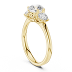 Three-Stone Round Moissanite Diamond Engagement Ring in 10k Rose Gold