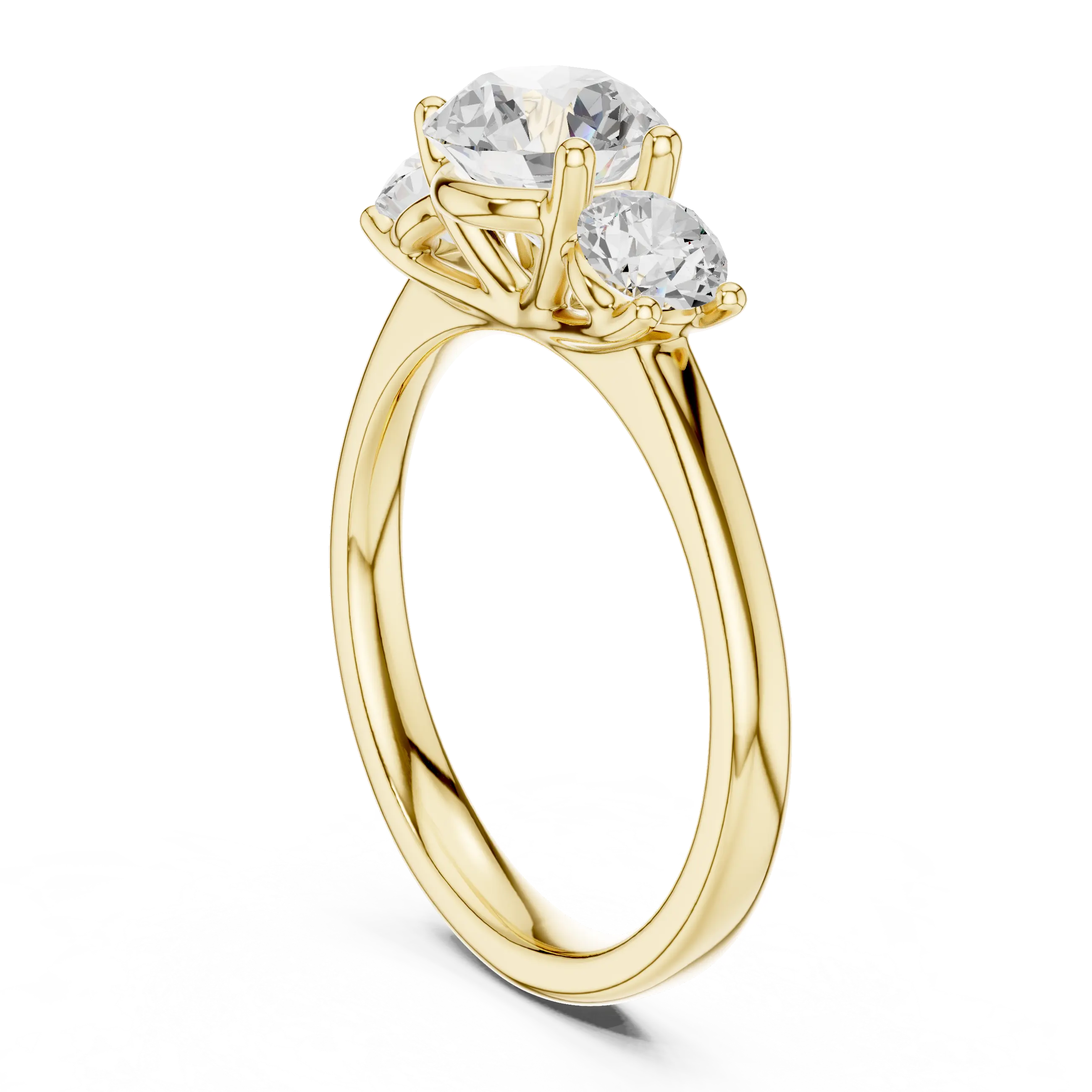 Three-Stone Round Moissanite Diamond Engagement Ring in 10k Rose Gold