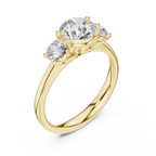 Three-Stone Round Moissanite Diamond Engagement Ring in 10k Rose Gold