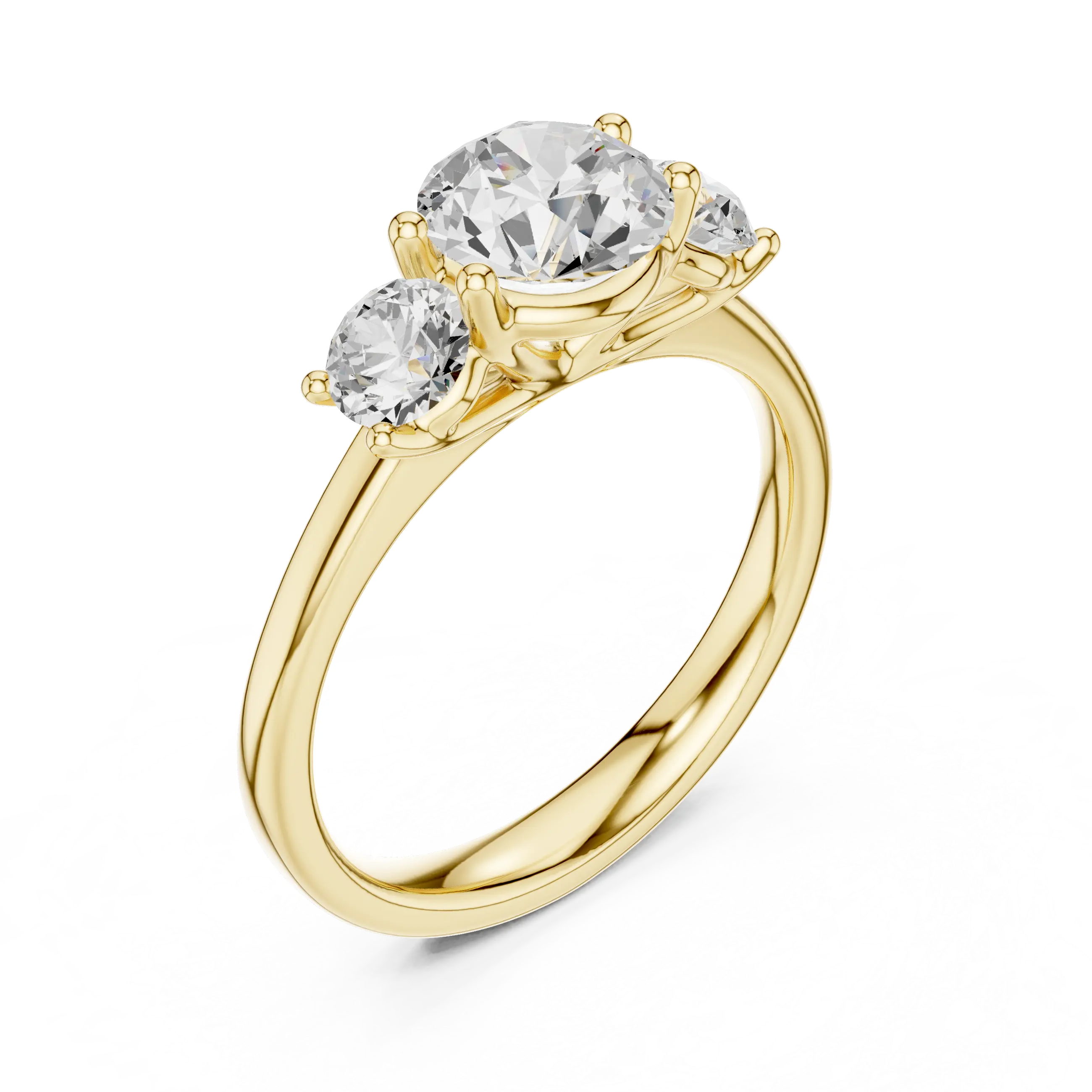 Three-Stone Round Moissanite Diamond Engagement Ring in 10k Rose Gold