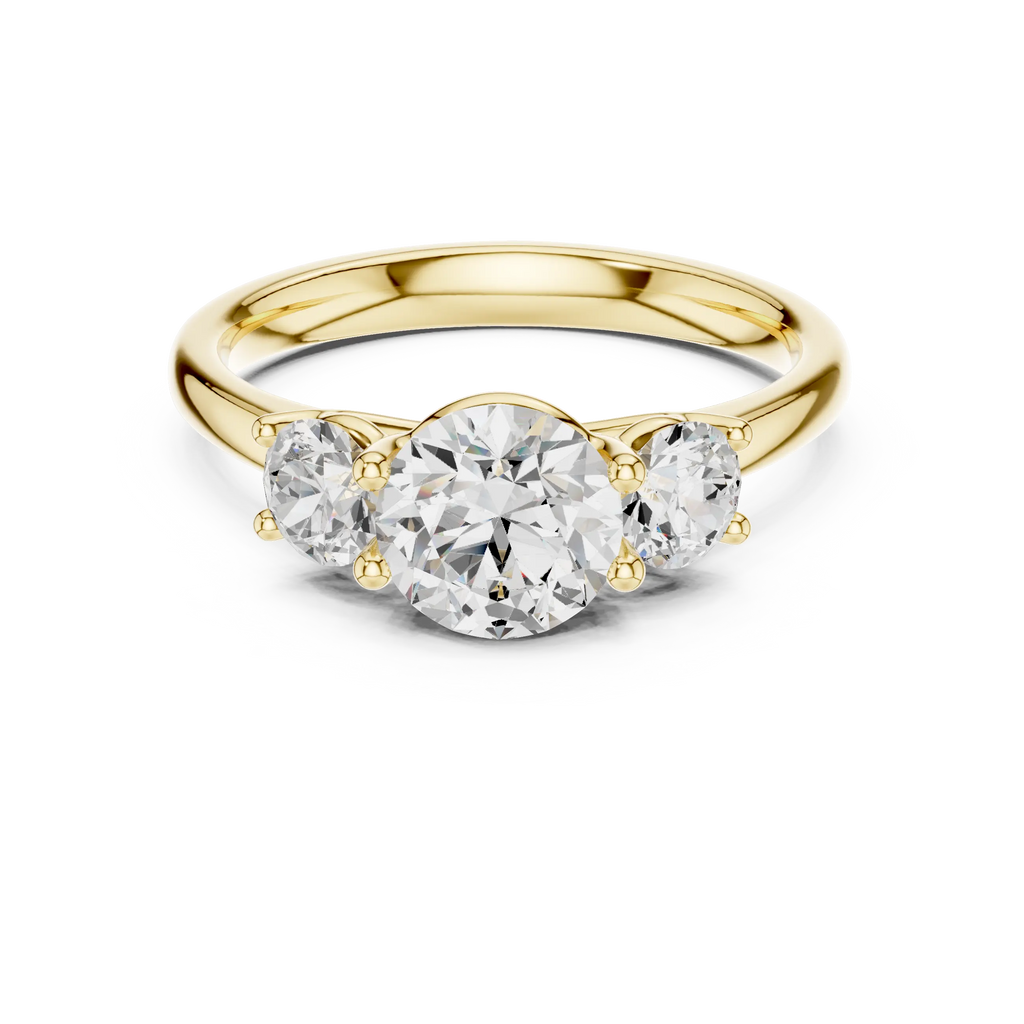 Three-Stone Round Moissanite Diamond Engagement Ring in 10k Rose Gold