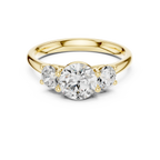 Three-Stone Round Moissanite Diamond Engagement Ring in 10k Rose Gold