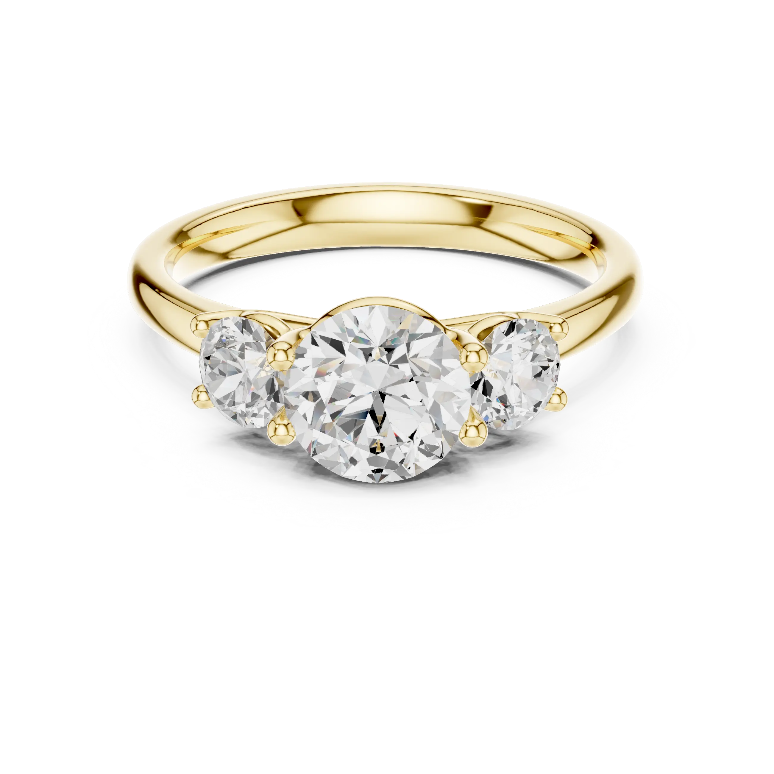 Three-Stone Round Moissanite Diamond Engagement Ring in 10k Rose Gold