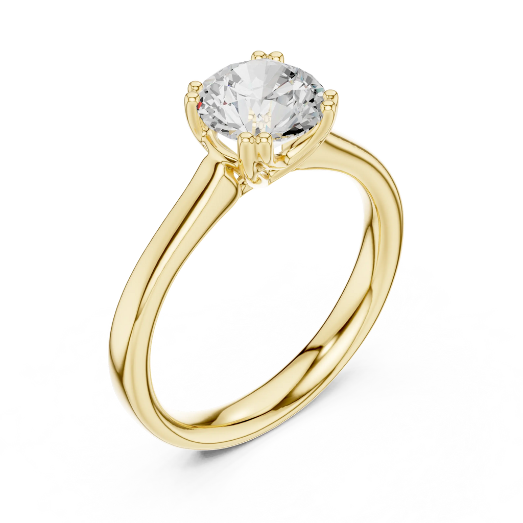 Round Brilliant Lab Grown Diamond Solitaire Engagement Ring in 14k Yellow Gold