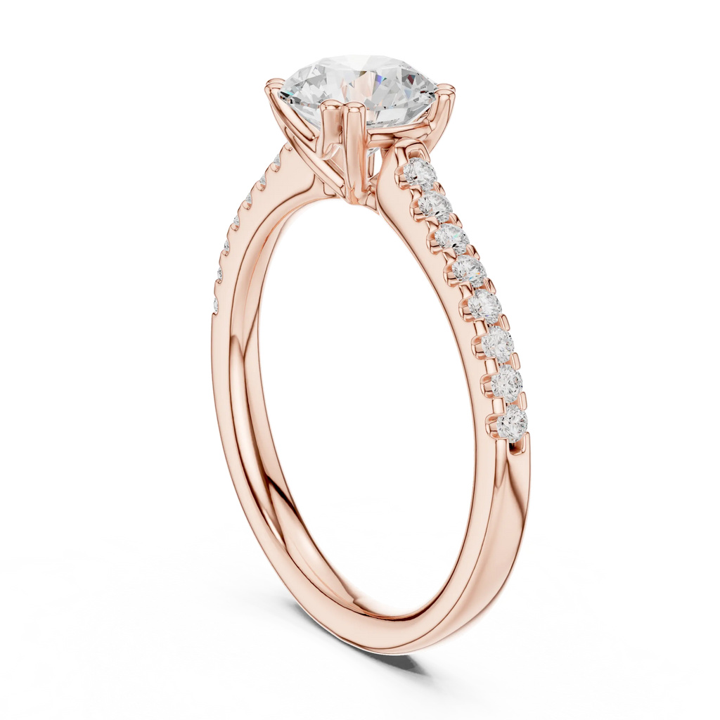 Round Moissanite Diamond Pavé Engagement Ring in 10k White Gold