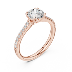 Round Moissanite Diamond Pavé Engagement Ring in 10k White Gold