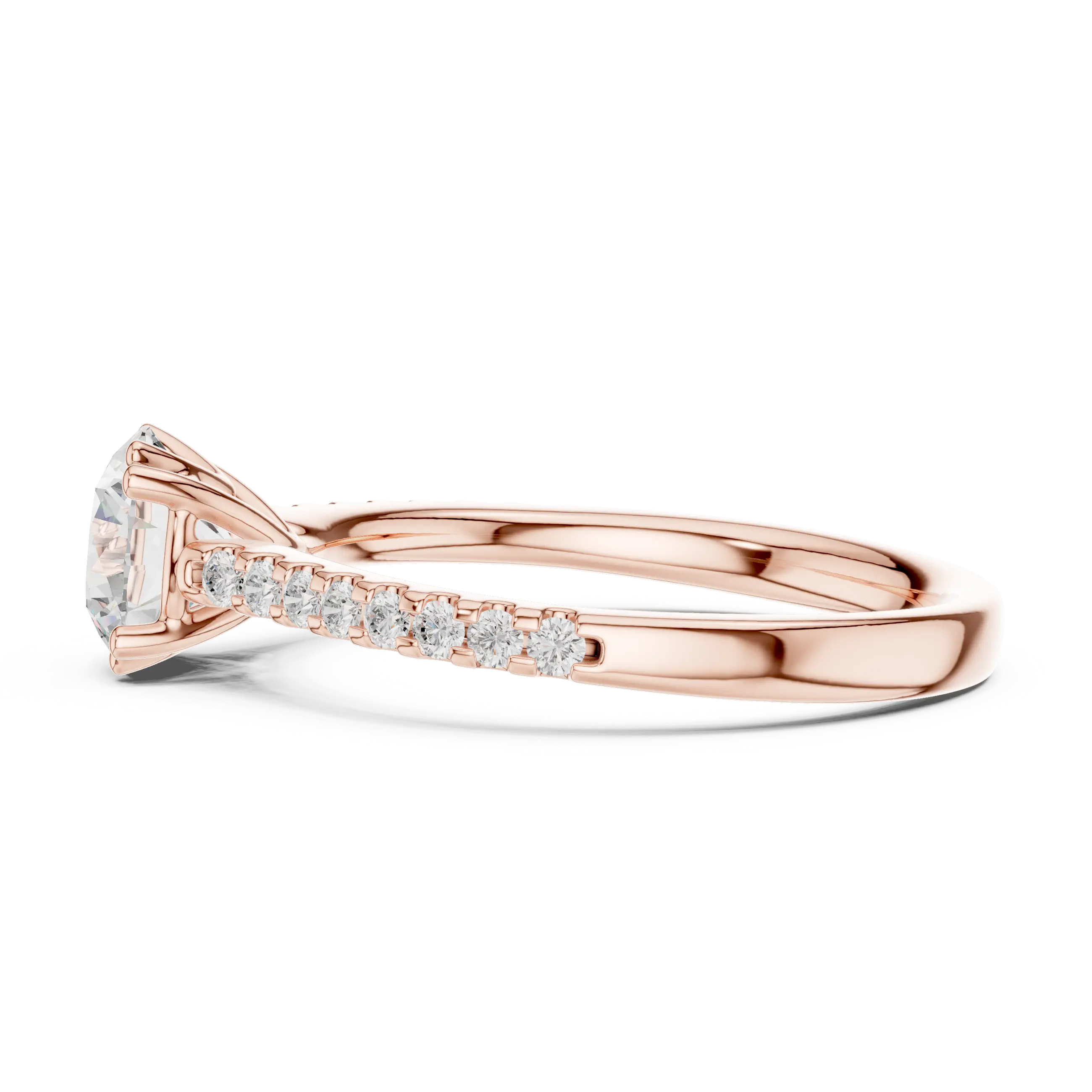 Round Moissanite Diamond Pavé Engagement Ring in 10k White Gold