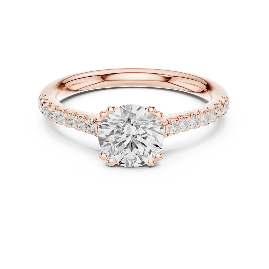 Round Moissanite Diamond Pavé Engagement Ring in 10k White Gold