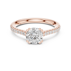 Round Moissanite Diamond Pavé Engagement Ring in 10k White Gold